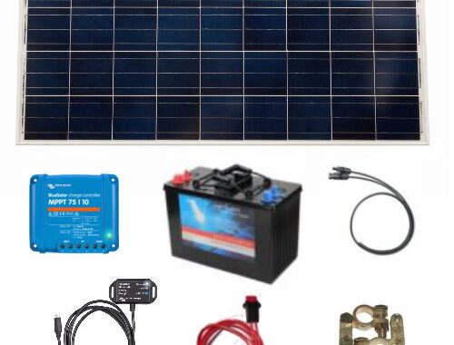 Solcelleanlæg grundpakke 115W/12V, MPPT, MED batteri