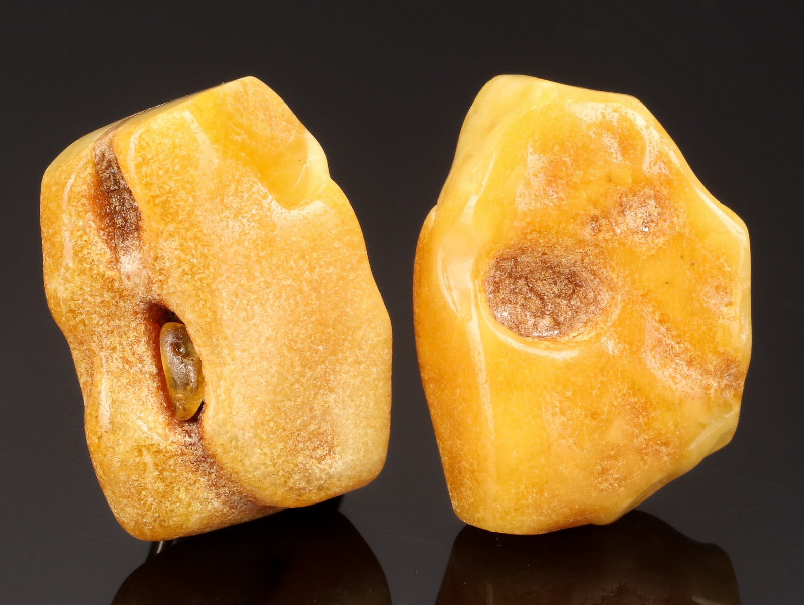 To par øreclips af sterlingsølv med mælkerav