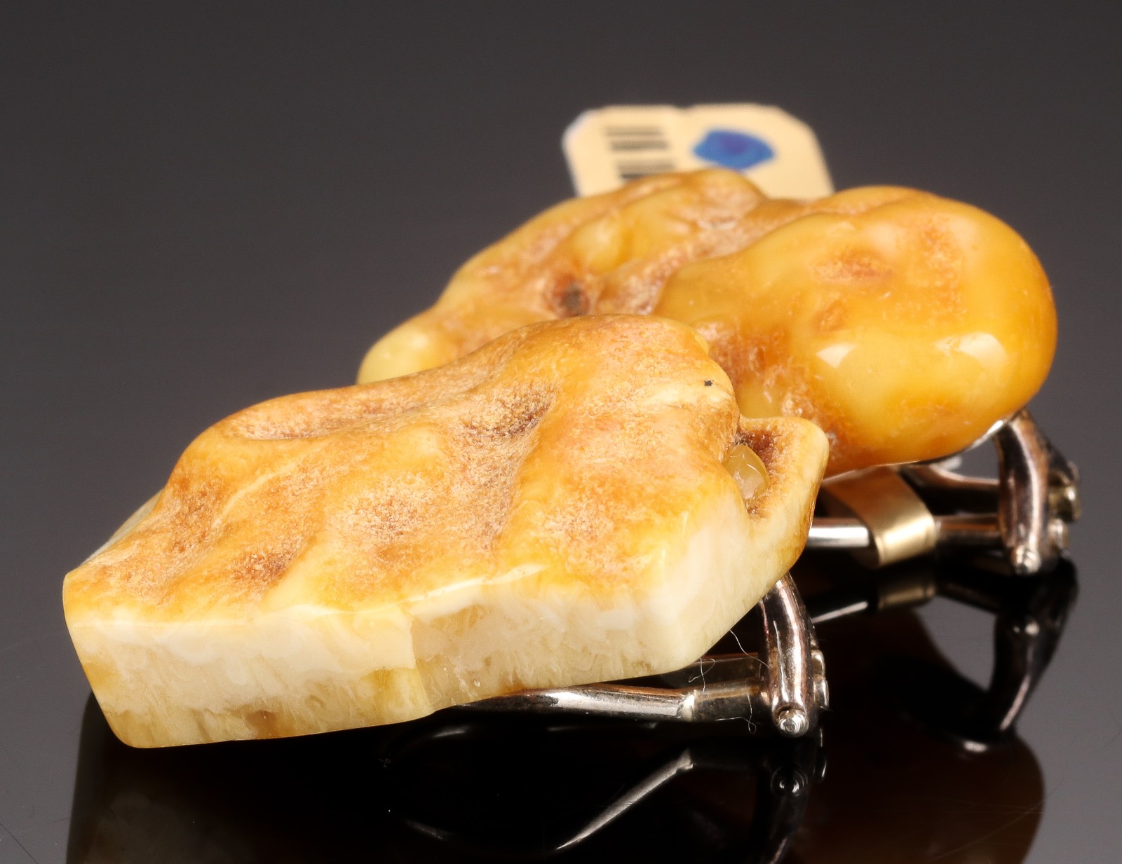 To par øreclips af sterlingsølv med mælkerav