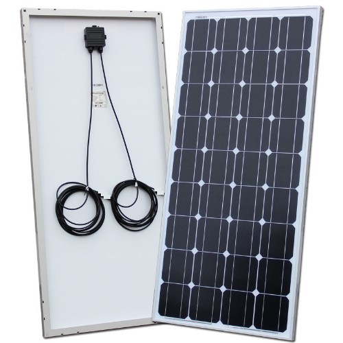 100Wp 12V solcelle monokrystallinsk med 2x5mkabel