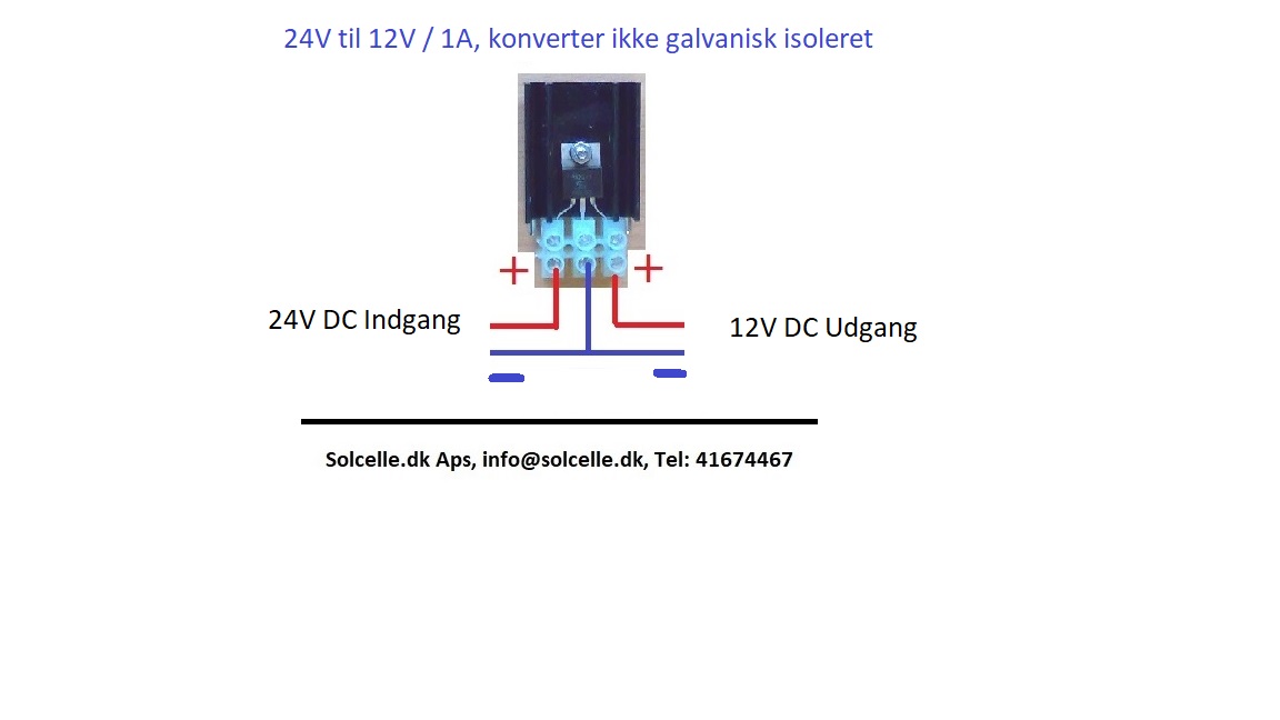 24V til 12V _1/2A, konverter ikke galvanisk isoleret