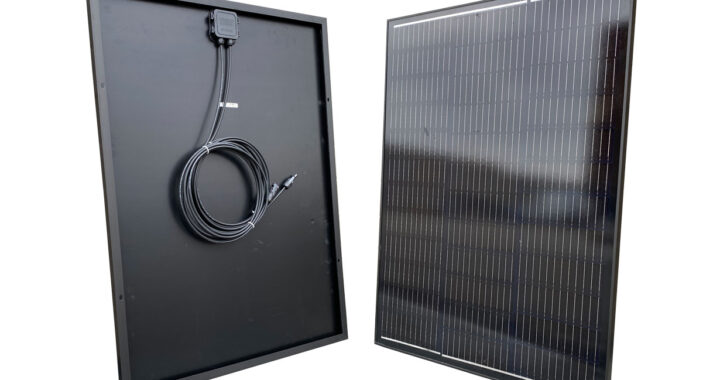 120Wp12V solpanel, sort, monokrystallinsk med 2x5m kabler
