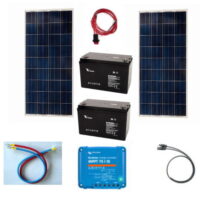 Solcelleanlaeg-grundpakke-200Wp_12V-MPPT-MED-200Ah-batteri