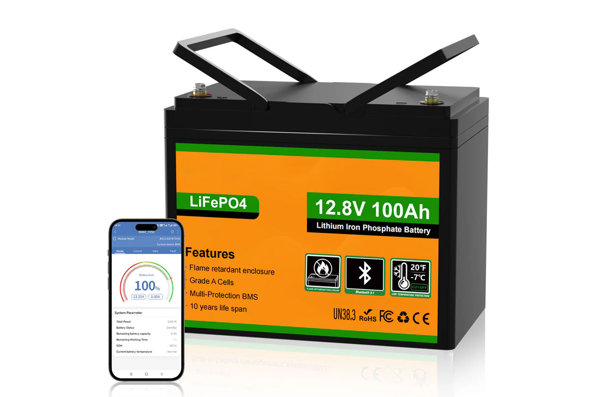 12V 100Ah (100A BMS) LiFePO4 batteri mAPP overvågning